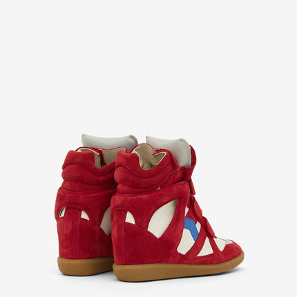 Men's Isabel Marant Bekett Hidden Wedge High Top Red Sneakers