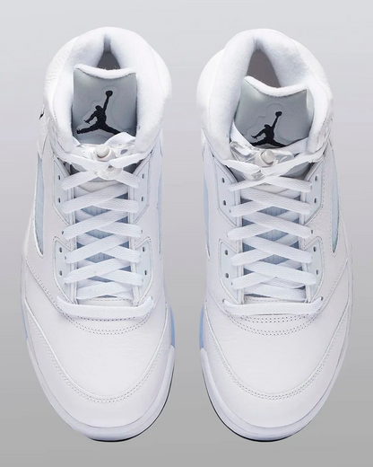 Men's Nike Air Jordan 5 Retro White Metallic Shoes