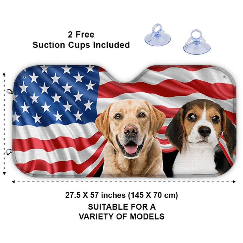 Custom Auto Windshield Sunshade, Car Window Protector - Personalized Photo Gift, Independence Day