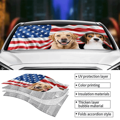 Custom Auto Windshield Sunshade, Car Window Protector - Personalized Photo Gift, Independence Day