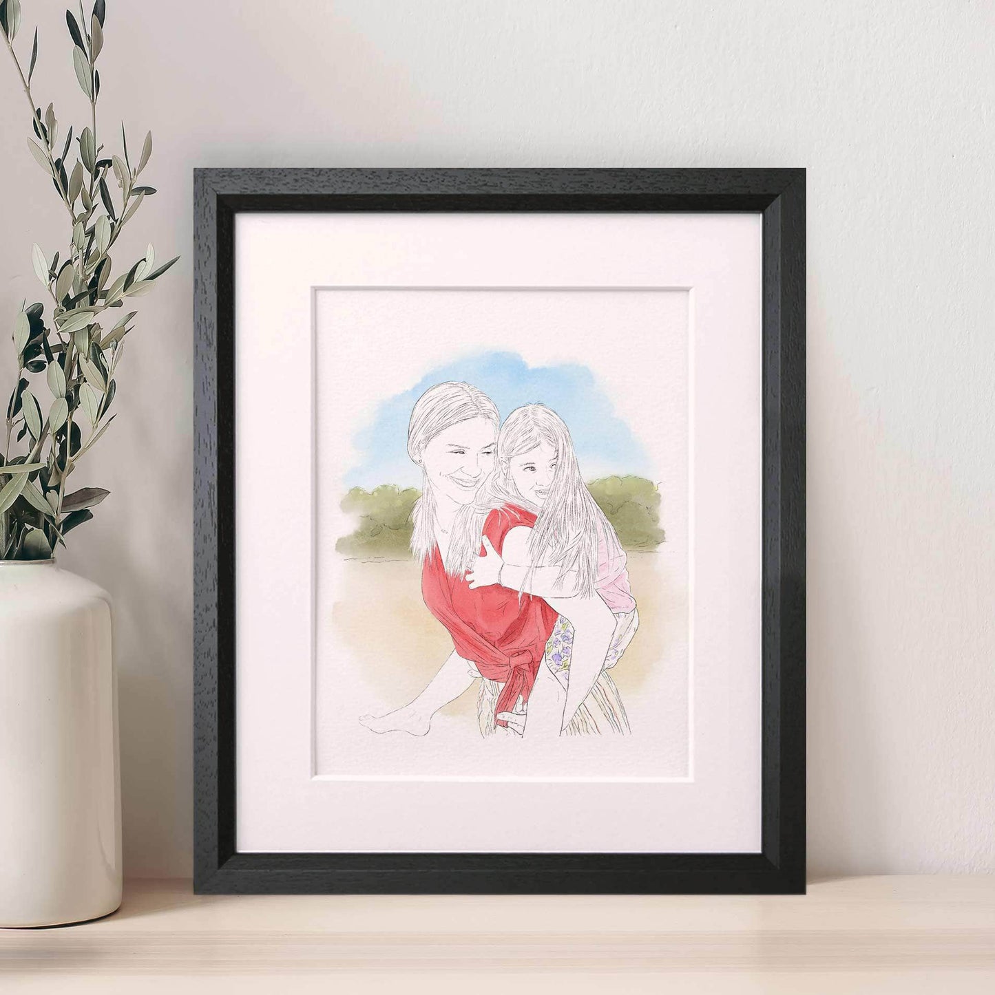 Watercolour Line People Portrait - Custom Portrait Art