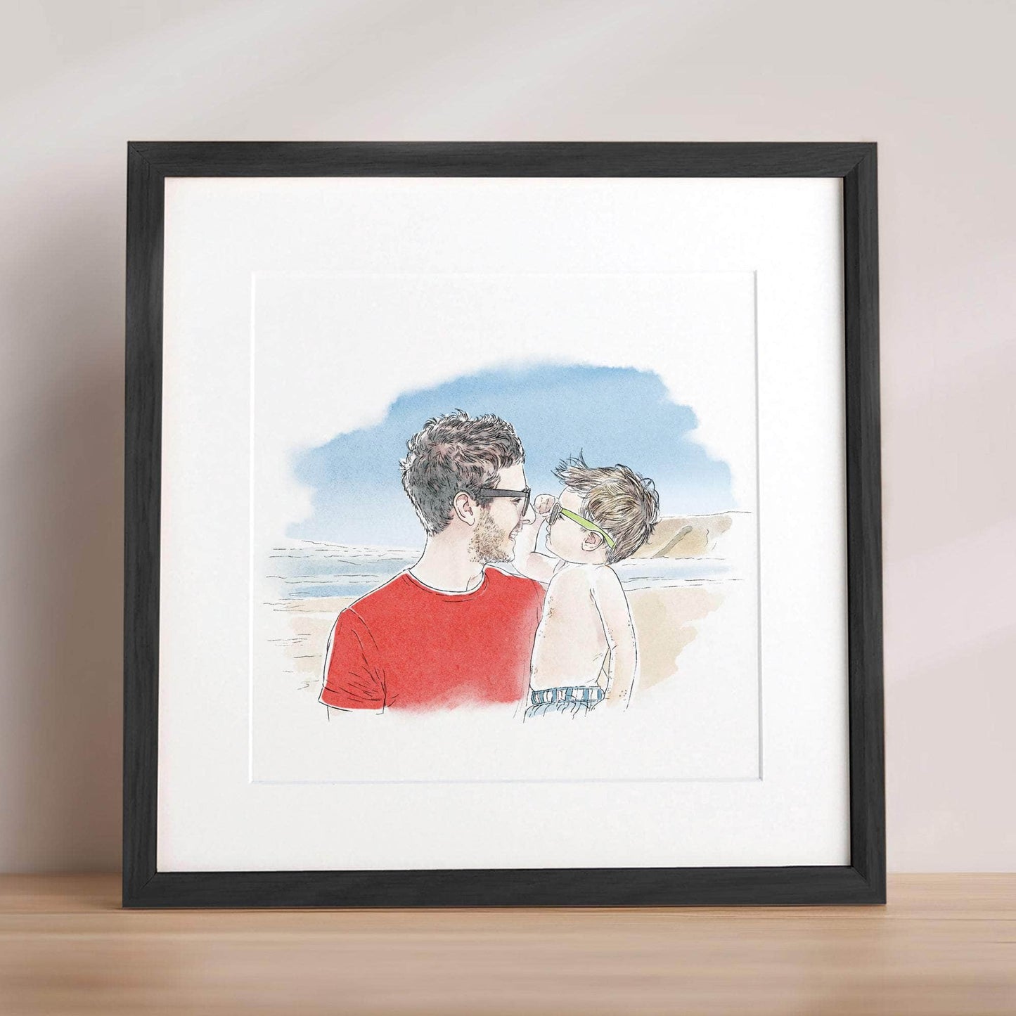 Daddy and Me Line Portrait - Custom Portrait Art