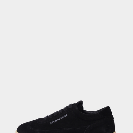 Men's Emporio Leather And Suede Black Sneakers