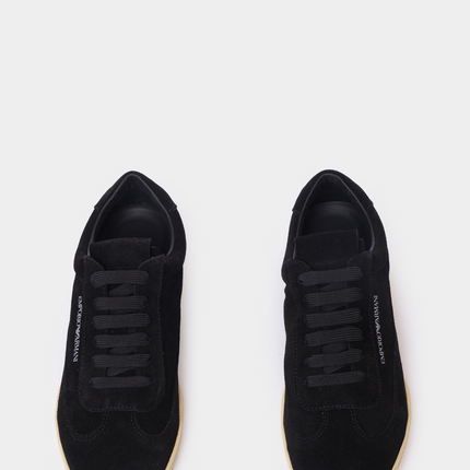 Men's Emporio Leather And Suede Black Sneakers