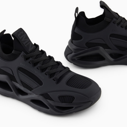 Men's Ea7 Emporio Armani Sneakers With Mesh Panels Black Sneakers