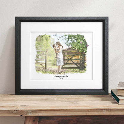First Mother's Day Watercolour Illustration - Custom Portrait Art