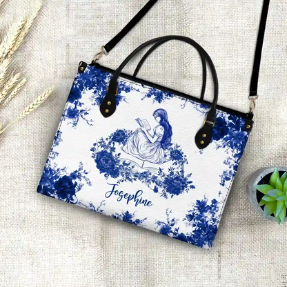 A Chapter Of Chinoiserie Toile - Personalized Leather Bag