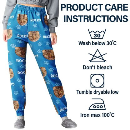 Custom Photo Funny Pet Face Pattern Dog Cat Family - Personalized Pajama Pants
