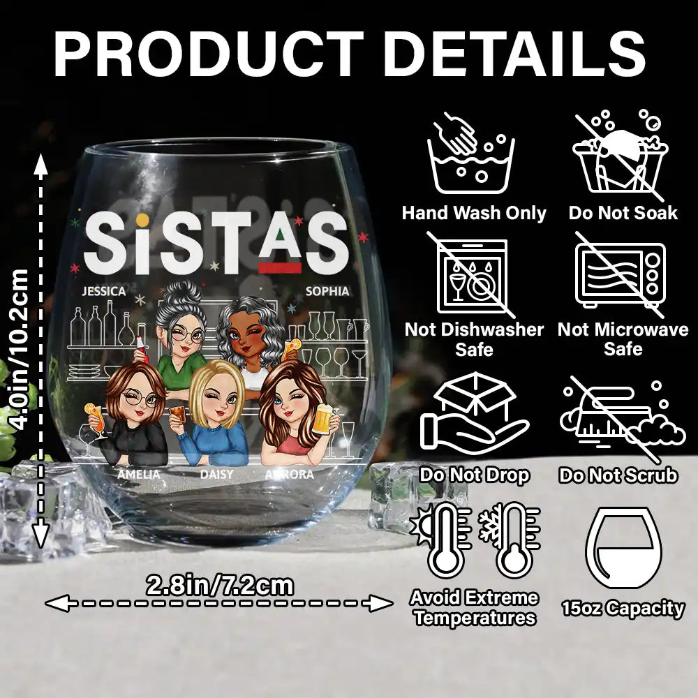 We're Not Sugar And Spice And Everything Nice Bestie - Personalized Stemless Wine Glass