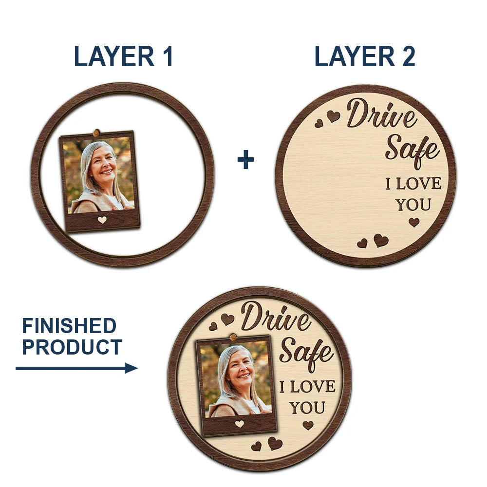Custom Photo Drive Safe We Love You Dad Mom Family - Personalized Custom Shaped Car Visor Clip