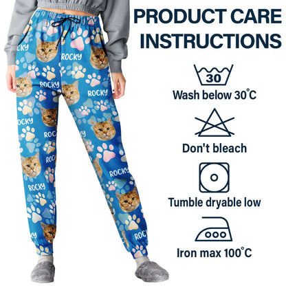 Custom Photo Lovely Pet Face Pattern Dog Cat Family - Personalized Pajama Pants