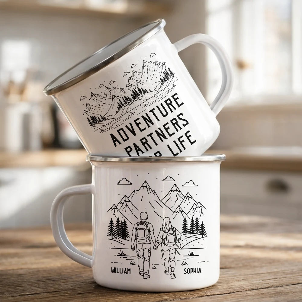 Adventure Partners For Life - Personalized Enamel Mug