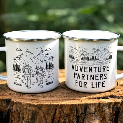 Adventure Partners For Life - Personalized Enamel Mug
