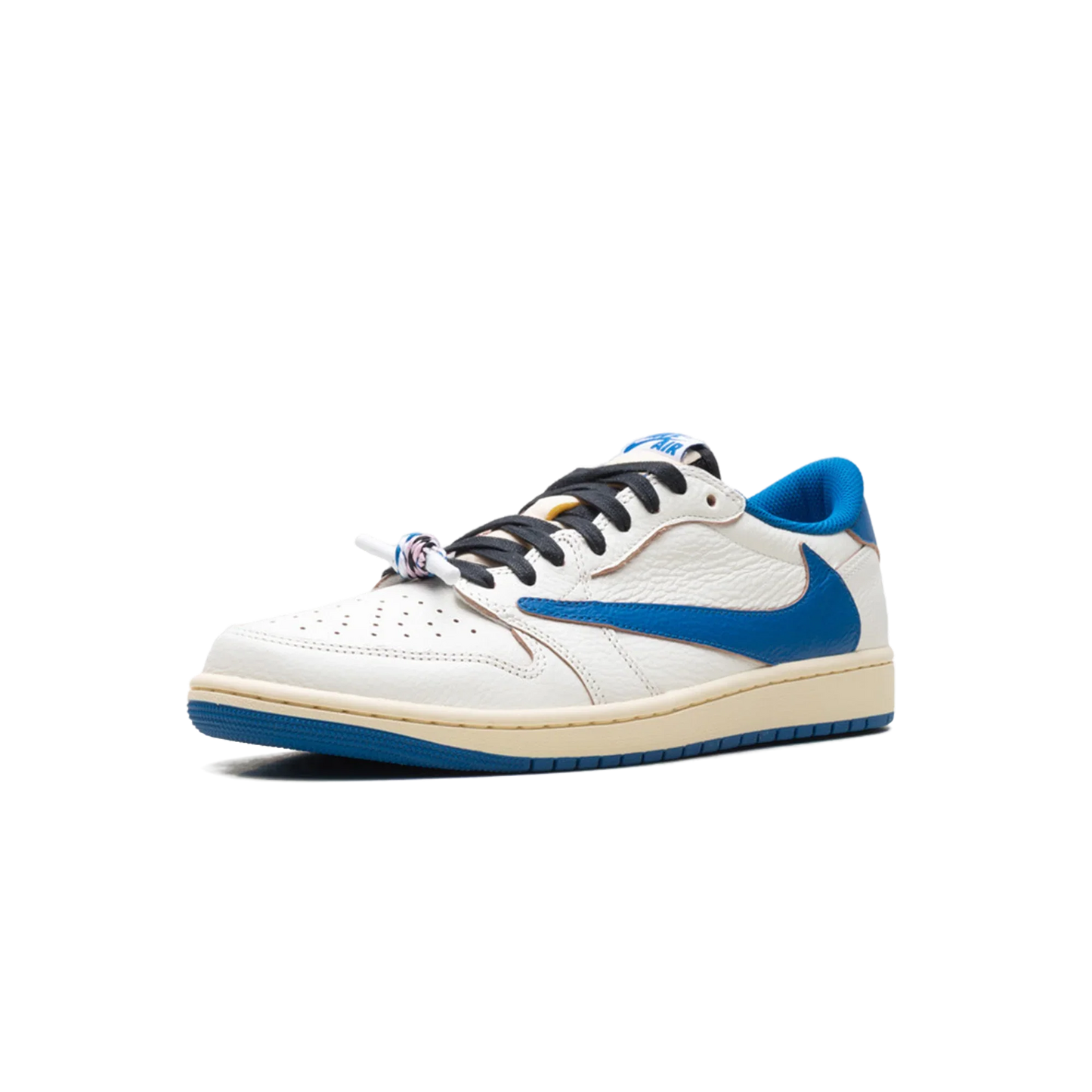 Men's Travis Scott x Air Jordan 1 Retro Low ‘ Sail Military Blue' Shoes