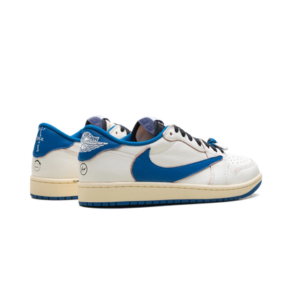 Men's Travis Scott x Air Jordan 1 Retro Low ‘ Sail Military Blue' Shoes
