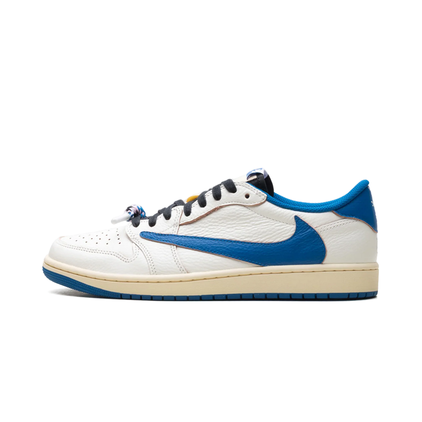 Men's Travis Scott x Air Jordan 1 Retro Low ‘ Sail Military Blue' Shoes