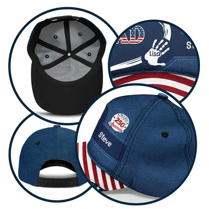 America 250 Anniversary Grandpa Dad Kids Handprints - Personalized Classic Cap