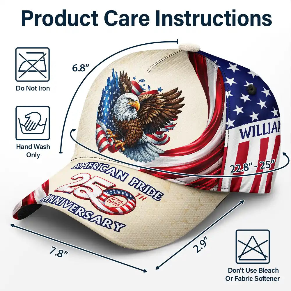 America 250th Anniversary US Pride Patriotic Eagle - Personalized Classic Cap