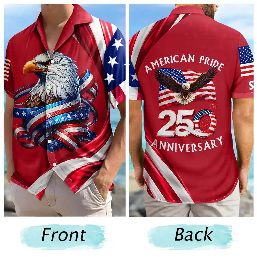 America 250th Anniversary US Pride Patriotic Eagle - Personalized Hawaiian Shirt