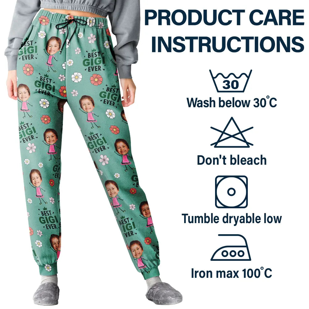 Custom Photo Best Grandma Nana Mom Ever - Personalized Pajama Pants