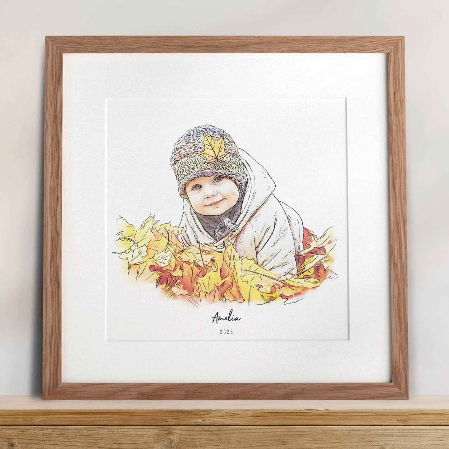 Baby's Christmas Watercolour Illustration - Custom Portrait Art