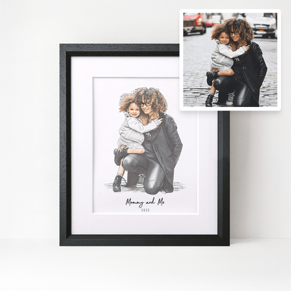 Mummy and Me Illustration - Custom Portrait Art