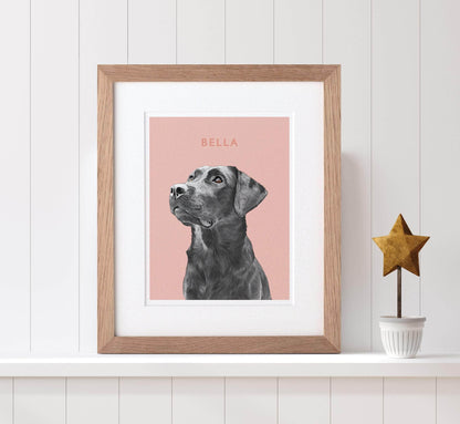 Watercolour with Colour Block Pet Dog Portrait - Custom Portrait Art
