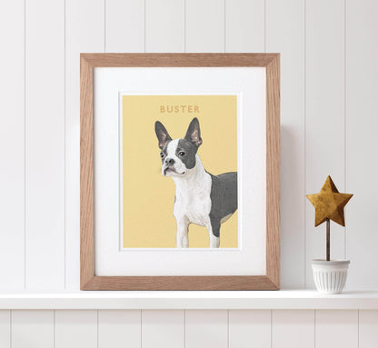 Watercolour with Colour Block Pet Dog Portrait - Custom Portrait Art