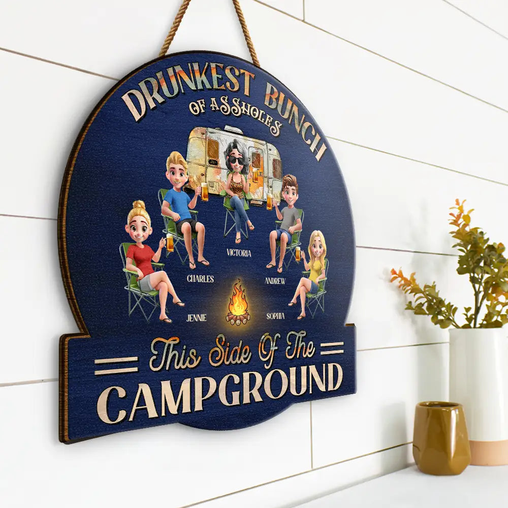 Camping We're Drunks - Personalized Custom Shaped Wood Sign
