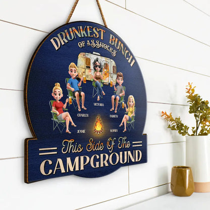 Camping We're Drunks - Personalized Custom Shaped Wood Sign