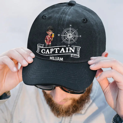 Captain Boating - Personalized Vintage Washed Denim Cap