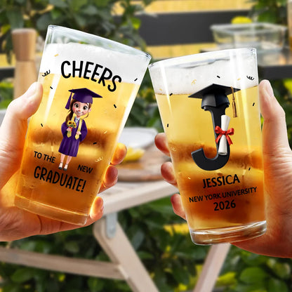 Cheers To The New Graduate - Personalized Beer Glass
