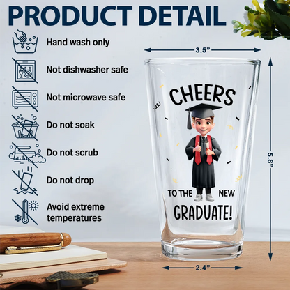 Cheers To The New Graduate - Personalized Beer Glass