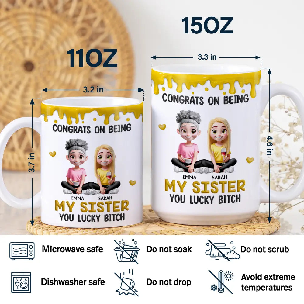 Congrats On Being My Brother Sister - Personalized White Edge-to-Edge Mug