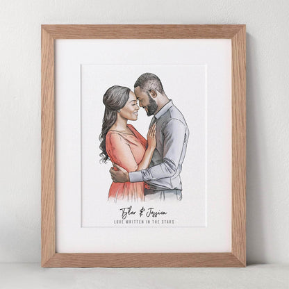 Watercolour Couple Portrait - Custom Portrait Art
