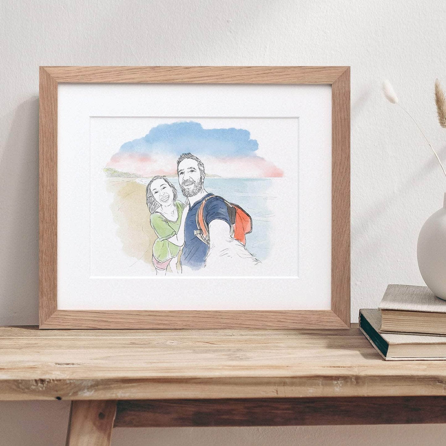 Couples Anniversary Engagement Line Portrait - Custom Portrait Art