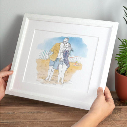 Couples Anniversary Engagement Line Portrait - Custom Portrait Art