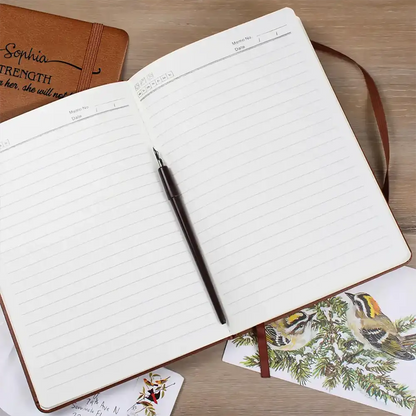 Custom Name With Bible Verse And Birth Month Flower - Personalized Leather Journal