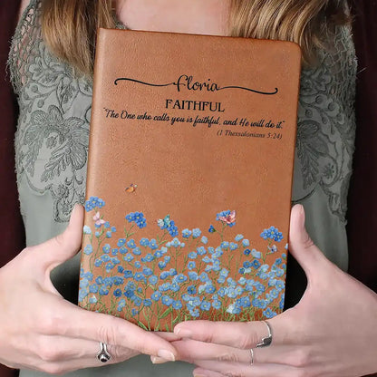 Custom Name With Bible Verse And Birth Month Flower - Personalized Leather Journal