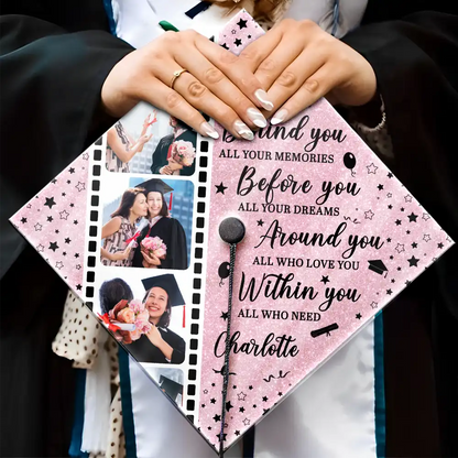 Custom Photo Behind You All Memories - Personalized Graduation Cap Topper