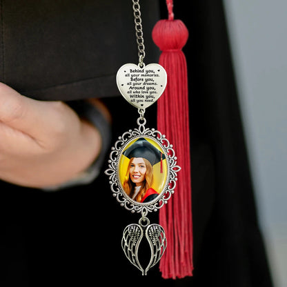 Custom Photo Behind You All Your Memories - Personalized Graduation Tassel Charm
