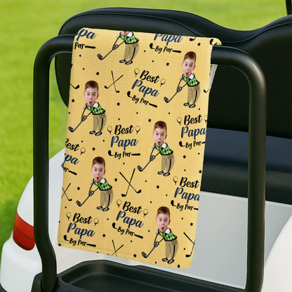 Custom Photo Best Dad By Par - Personalized Golf Towel