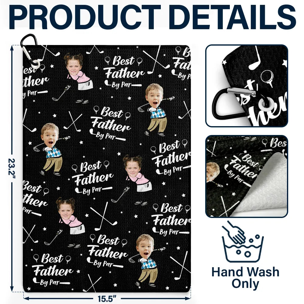 Custom Photo Best Dad By Par - Personalized Golf Towel