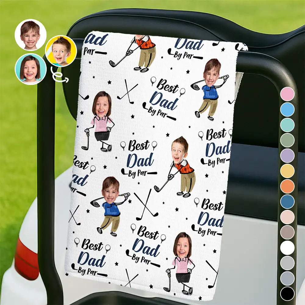 Custom Photo Best Dad By Par - Personalized Golf Towel