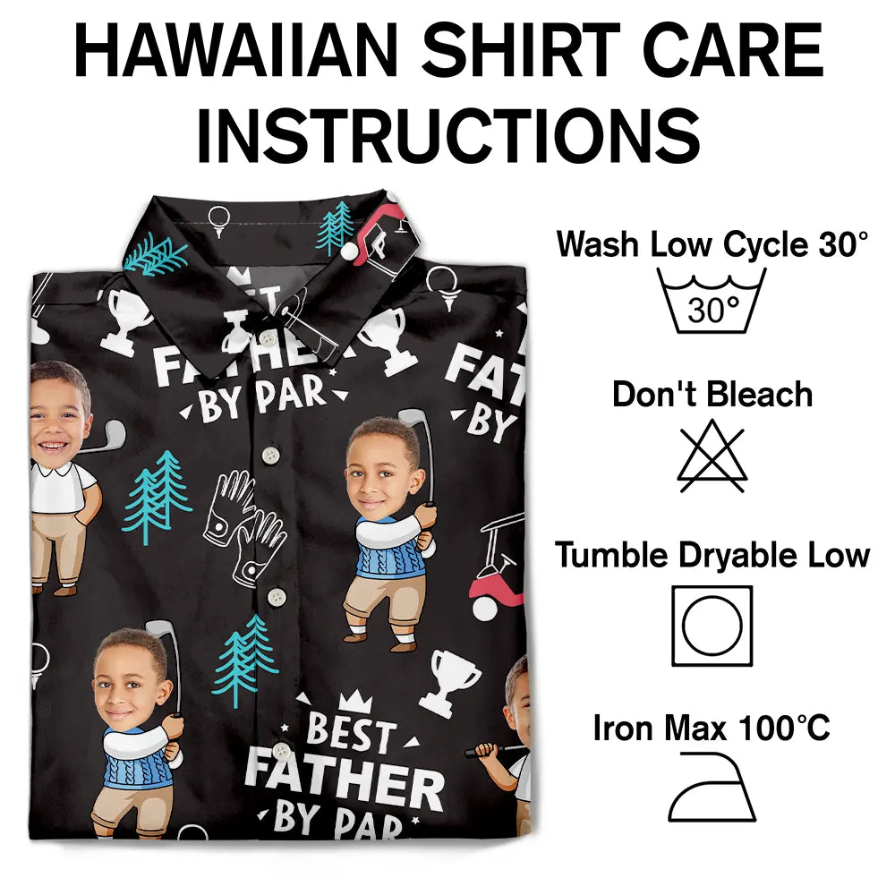 Custom Photo Best Dad By Par Funny Kid - Personalized Hawaiian Shirt
