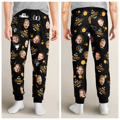 Custom Photo Best Papa Ever Trophy Dad - Personalized Pajama Pants