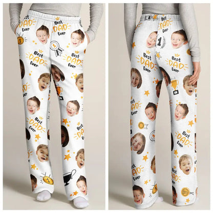 Custom Photo Best Papa Ever Trophy Dad - Personalized Pajama Pants