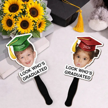 Custom Photo Childhood Look Who's Graduated Grad Props - Personalized Graduation Handheld Fan