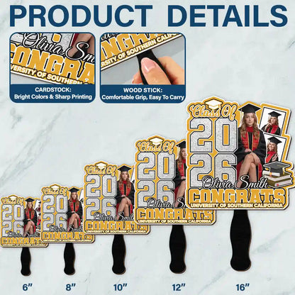 Custom Photo Congrats You Did It - Personalized Graduation Handheld Fan