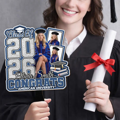 Custom Photo Congrats You Did It - Personalized Graduation Handheld Fan